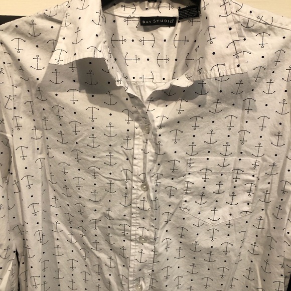 Bay Studio Anchor Button Down Blouse - Picture 3 of 4